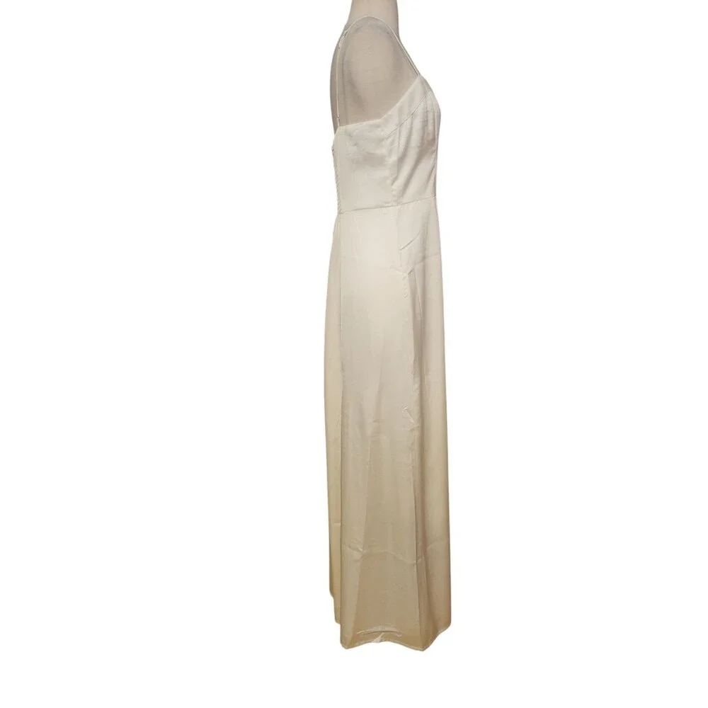 Abercrombie & Fitch Maxi Slip Dress Womens M Ivory Destination Wedding High Slit